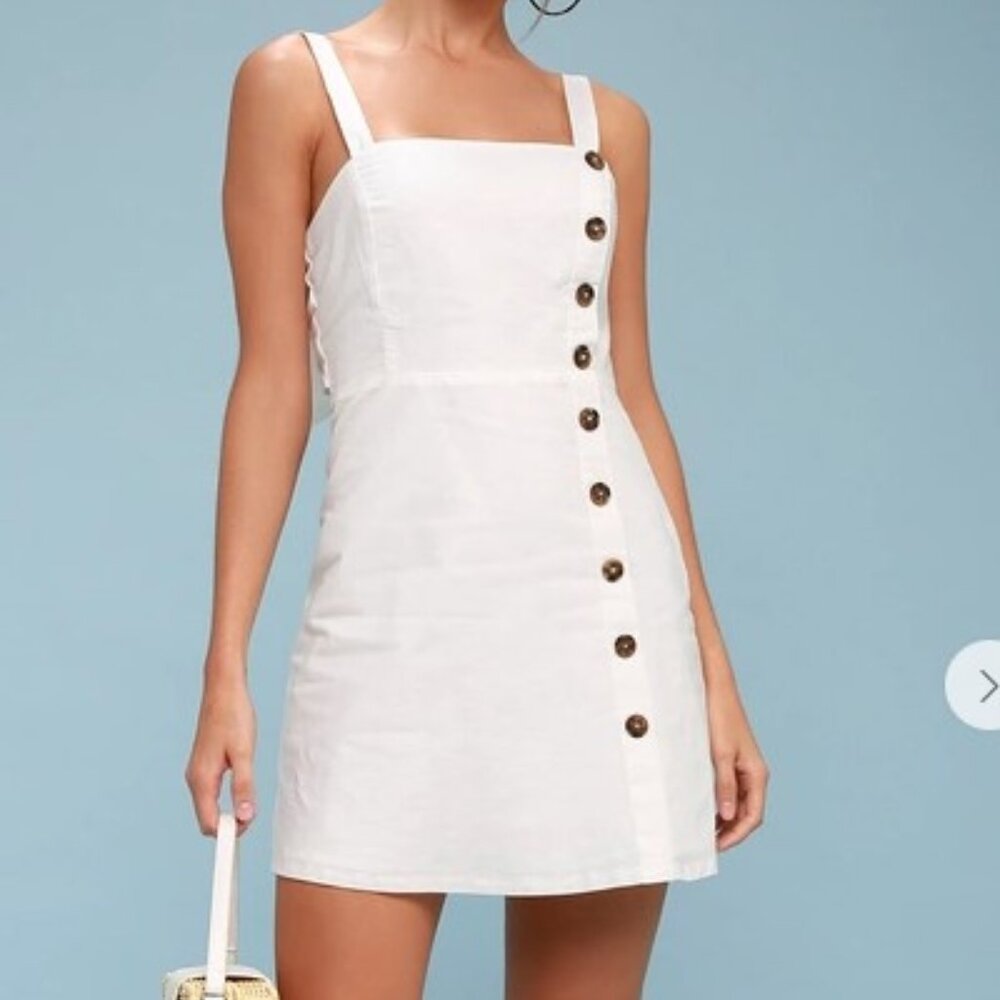 Lulus Louetta White Button-Down Mini Dress